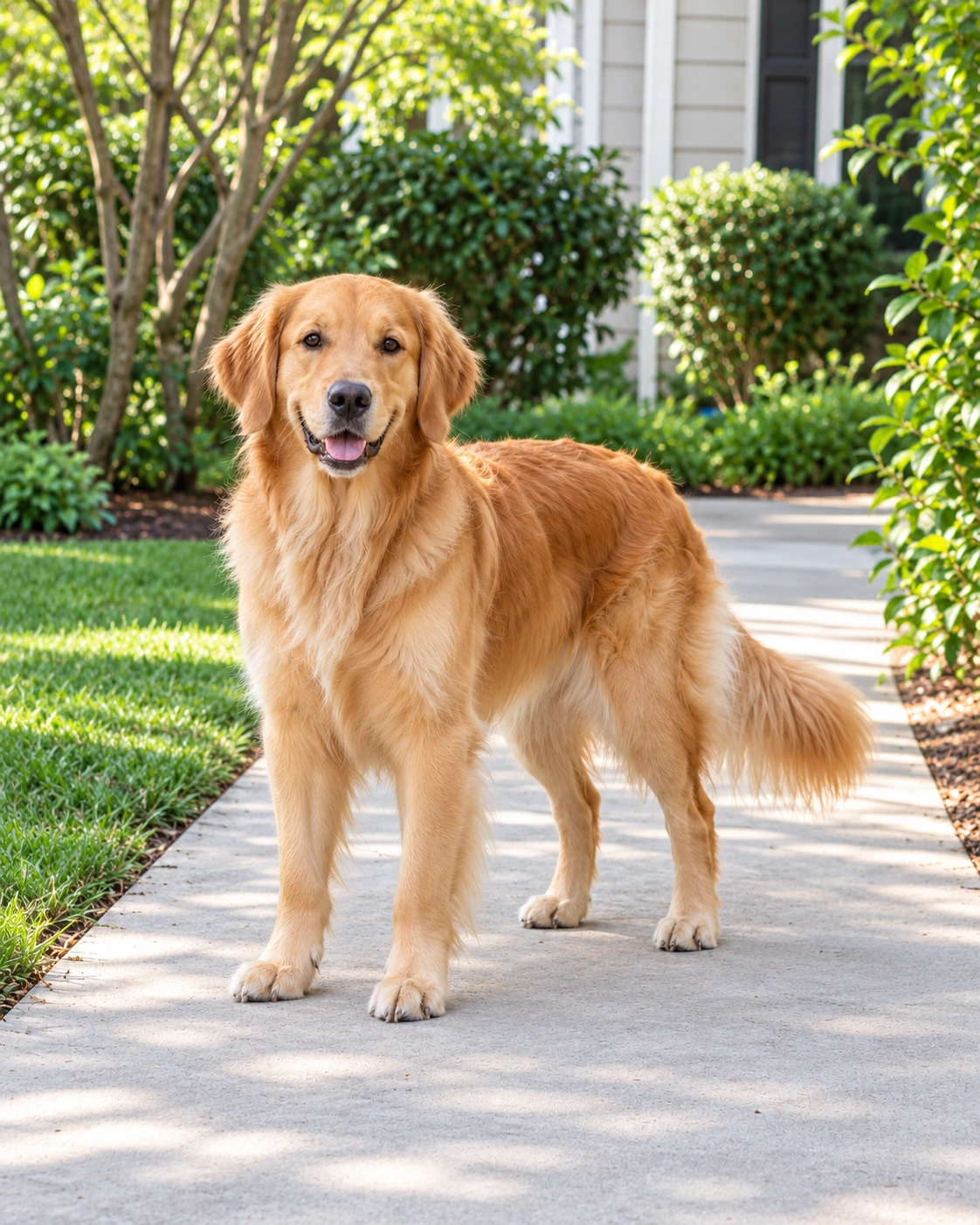 Input example: a single golden dog with its full body visible