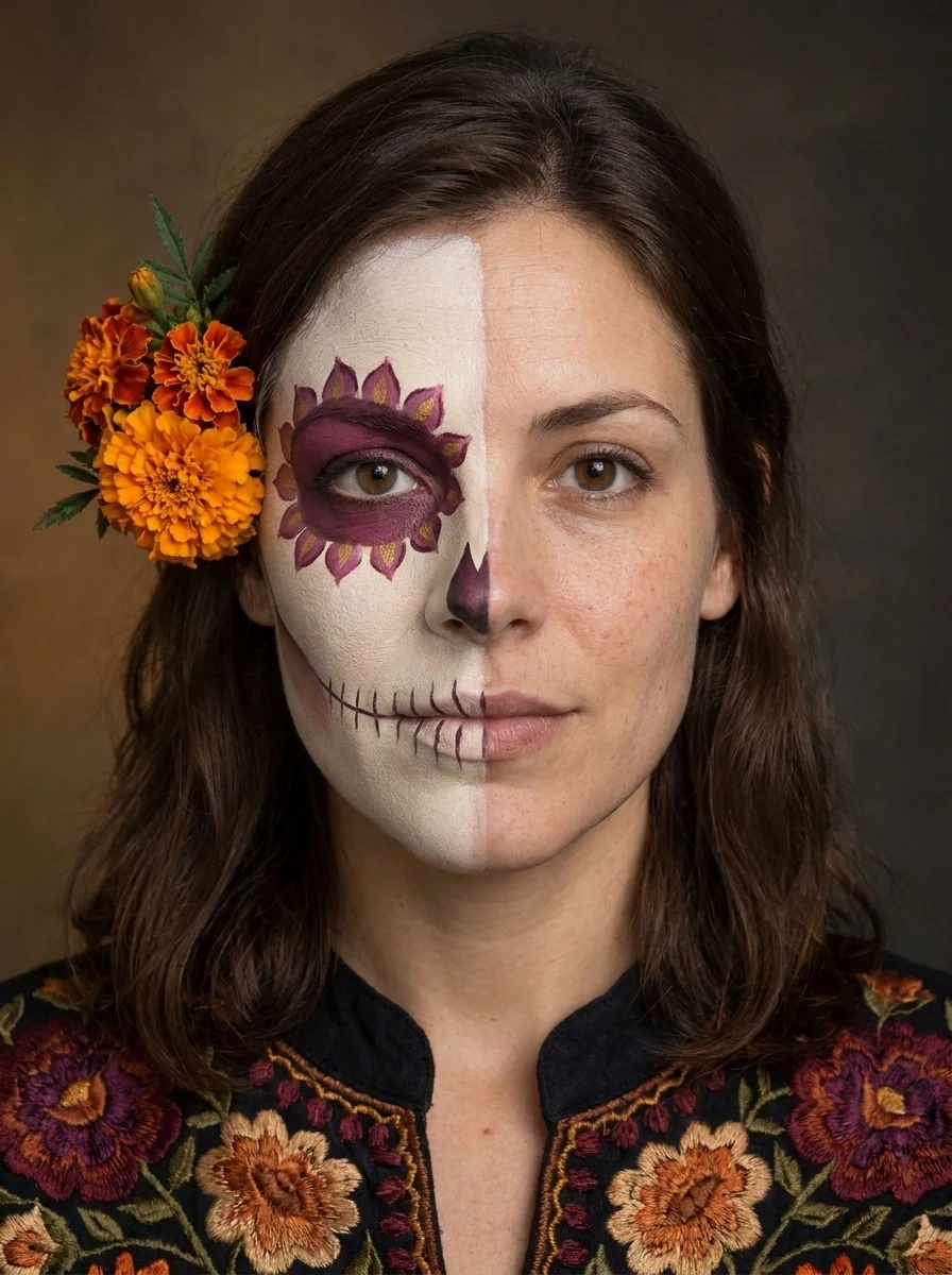 Catrina portrait generated from the example input using this tool — Half-Face Paint