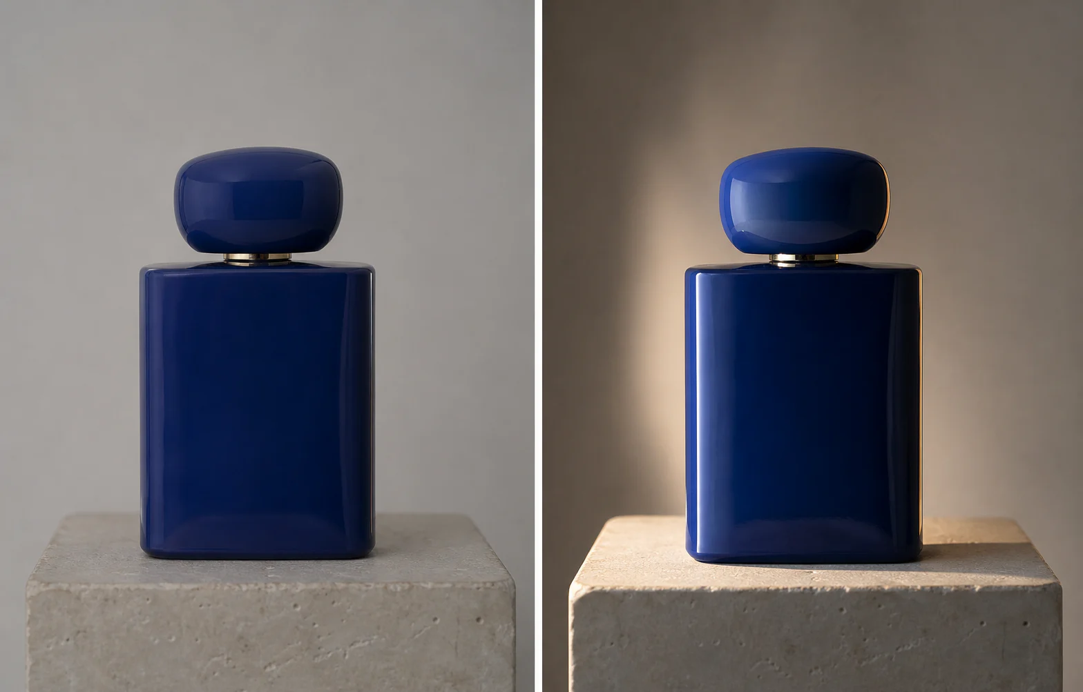 Before and after AI photo relighting example